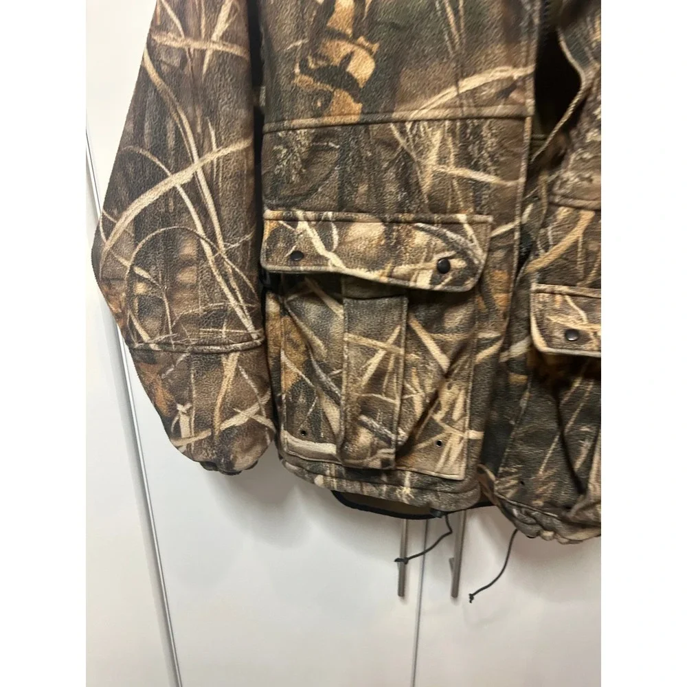 Rivers West Fleece Hunting Jacket Camo Full Zip‎ Cargo Pockets Marsh Grass